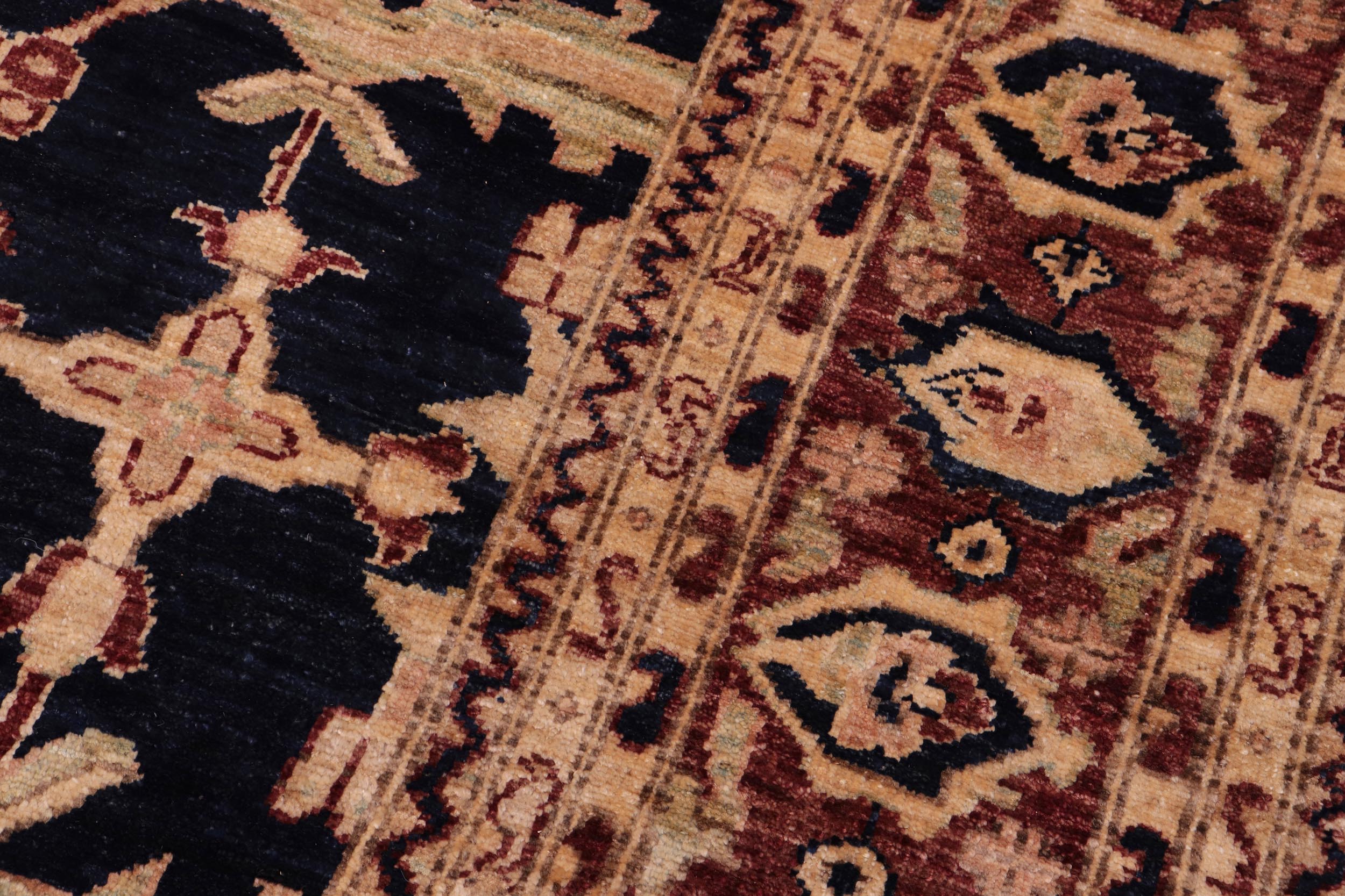 handmade Transitional Kafkaz Drk. Blue Brown Hand Knotted RECTANGLE 100% WOOL area rug 9' x 12'