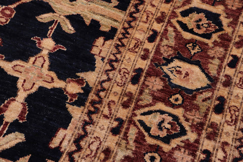 handmade Transitional Kafkaz Drk. Blue Brown Hand Knotted RECTANGLE 100% WOOL area rug 9' x 12'