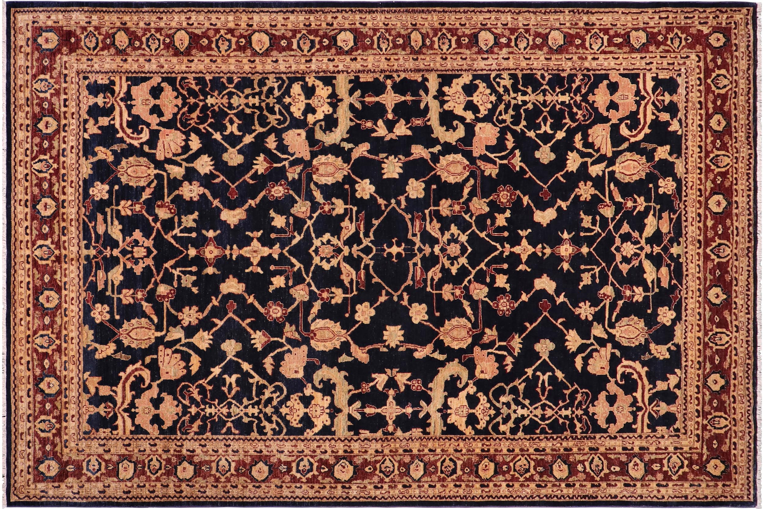 handmade Transitional Kafkaz Drk. Blue Brown Hand Knotted RECTANGLE 100% WOOL area rug 9' x 12'