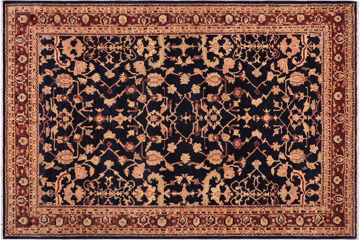 handmade Transitional Kafkaz Drk. Blue Brown Hand Knotted RECTANGLE 100% WOOL area rug 9' x 12'