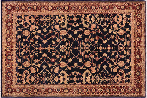 handmade Transitional Kafkaz Drk. Blue Brown Hand Knotted RECTANGLE 100% WOOL area rug 9' x 12'