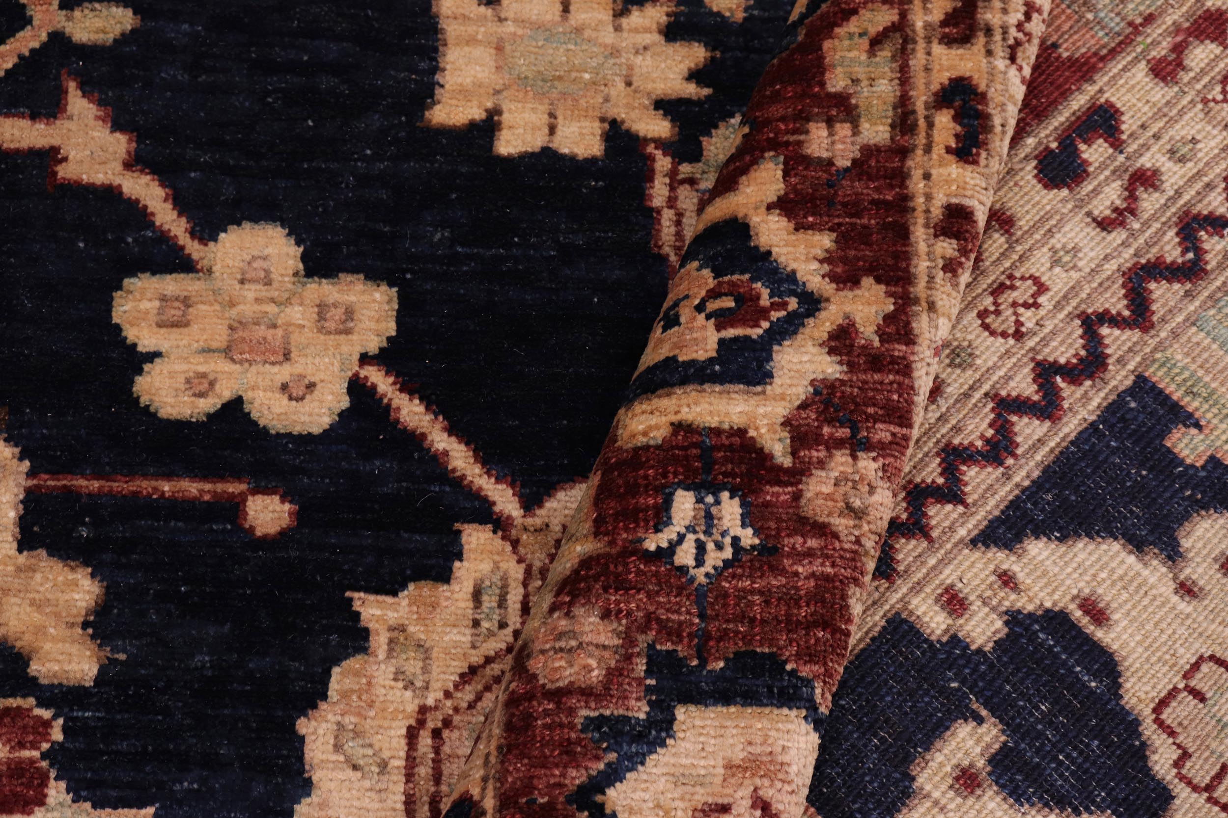 handmade Transitional Kafkaz Drk. Blue Brown Hand Knotted RECTANGLE 100% WOOL area rug 9' x 12'