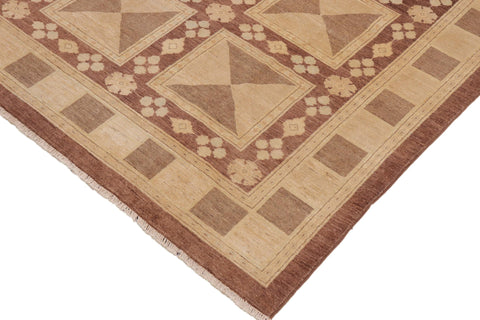 handmade Modern Kafkaz Beige Tan Hand Knotted RECTANGLE 100% WOOL area rug 9' x 12'