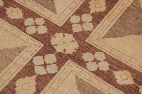 handmade Modern Kafkaz Beige Tan Hand Knotted RECTANGLE 100% WOOL area rug 9' x 12'
