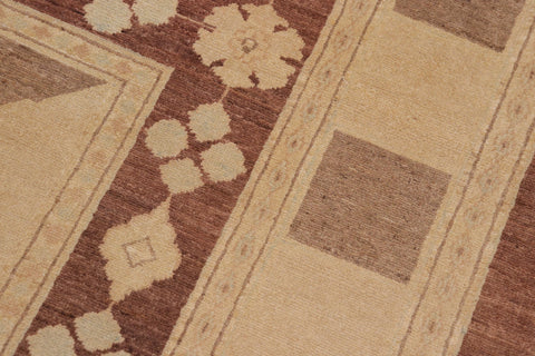 handmade Modern Kafkaz Beige Tan Hand Knotted RECTANGLE 100% WOOL area rug 9' x 12'