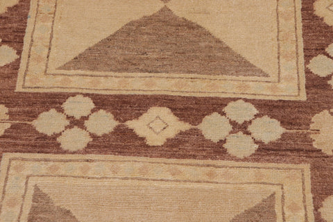 handmade Modern Kafkaz Beige Tan Hand Knotted RECTANGLE 100% WOOL area rug 9' x 12'