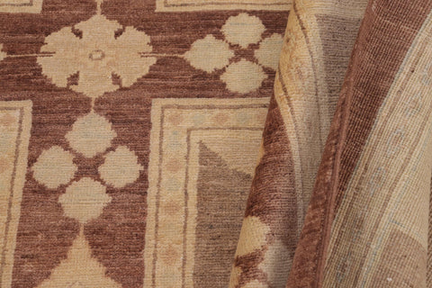 handmade Modern Kafkaz Beige Tan Hand Knotted RECTANGLE 100% WOOL area rug 9' x 12'