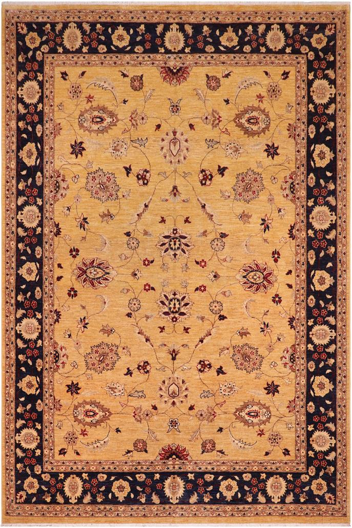 handmade Traditional Kafkaz Gold Blue Hand Knotted RECTANGLE 100% WOOL area rug 9X11