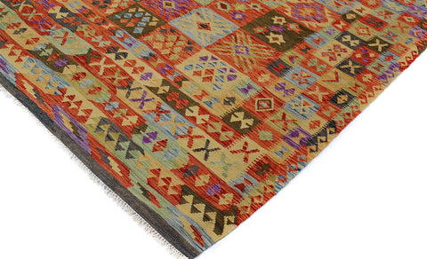 handmade Geometric Kilim Gray Rust Hand-Woven RECTANGLE 100% WOOL area rug 7 x 10