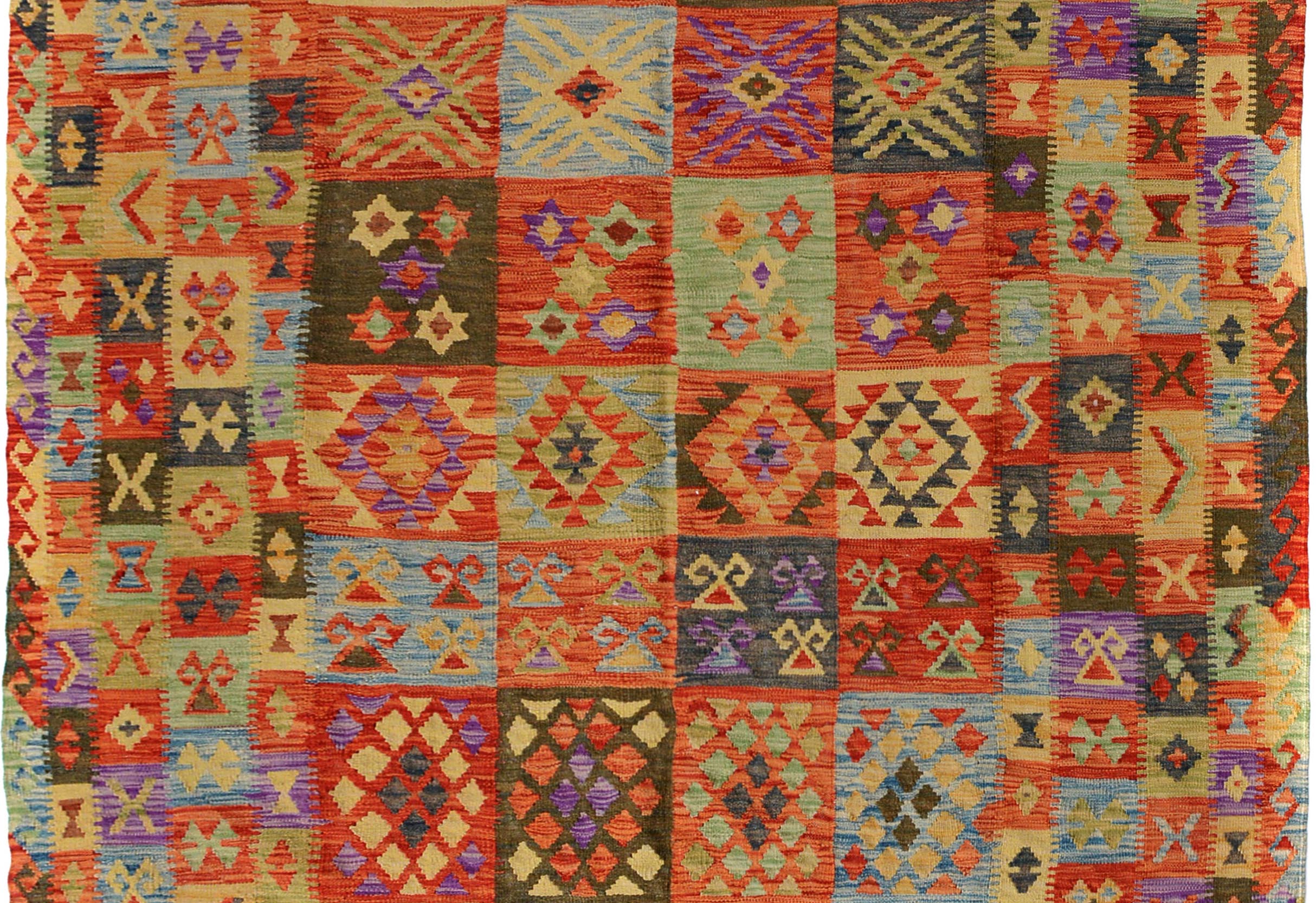 handmade Geometric Kilim Gray Rust Hand-Woven RECTANGLE 100% WOOL area rug 7 x 10