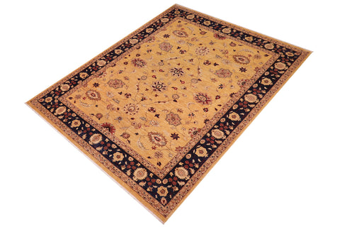 handmade Traditional Kafkaz Gold Blue Hand Knotted RECTANGLE 100% WOOL area rug 9x11