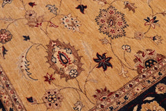 handmade Traditional Kafkaz Gold Blue Hand Knotted RECTANGLE 100% WOOL area rug 9X11