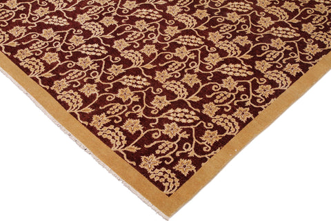 handmade Modern Kafkaz Red Gold Hand Knotted RECTANGLE 100% WOOL area rug 9' x 12'