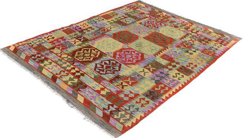 handmade Geometric Kilim Blue Gray Hand-Woven RECTANGLE 100% WOOL area rug 5 x 7