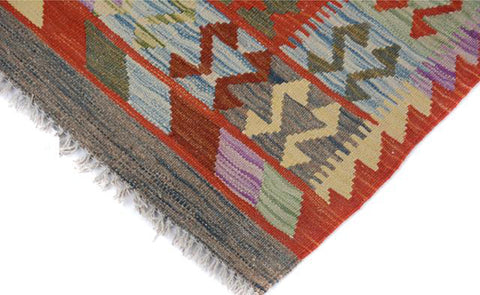handmade Geometric Kilim Blue Gray Hand-Woven RECTANGLE 100% WOOL area rug 5 x 7