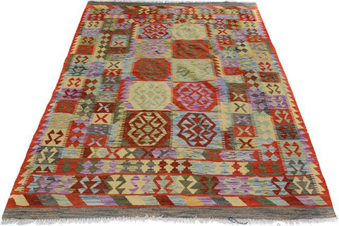 handmade Geometric Kilim Blue Gray Hand-Woven RECTANGLE 100% WOOL area rug 5 x 7