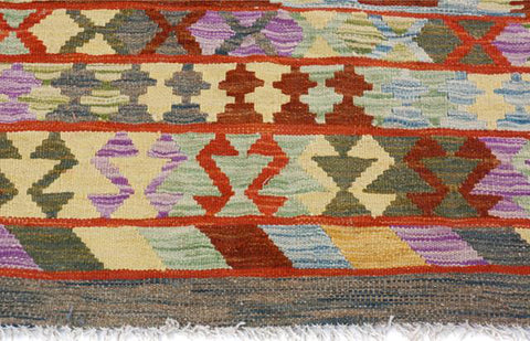 handmade Geometric Kilim Blue Gray Hand-Woven RECTANGLE 100% WOOL area rug 5 x 7