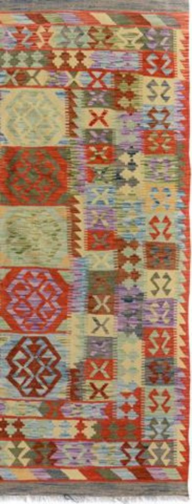 Flat Weave Kilim Antique Navaho Vintage handmade Geometric Kilim Blue Gray Hand-Woven Rectangle 100% Wool Area Rug 5x7 