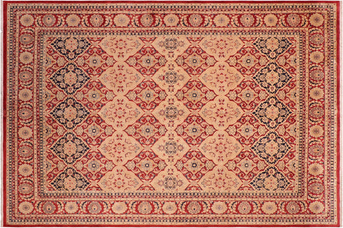 handmade Transitional Kirman Red Tan Hand Knotted RECTANGLE 100% WOOL area rug 8 x 10