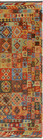 handmade Geometric Kilim Gray Blue Hand-Woven RECTANGLE 100% WOOL area rug 7 x 10