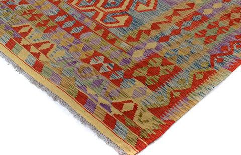 handmade Geometric Kilim Gold Red Hand-Woven RECTANGLE 100% WOOL area rug 6 x 9
