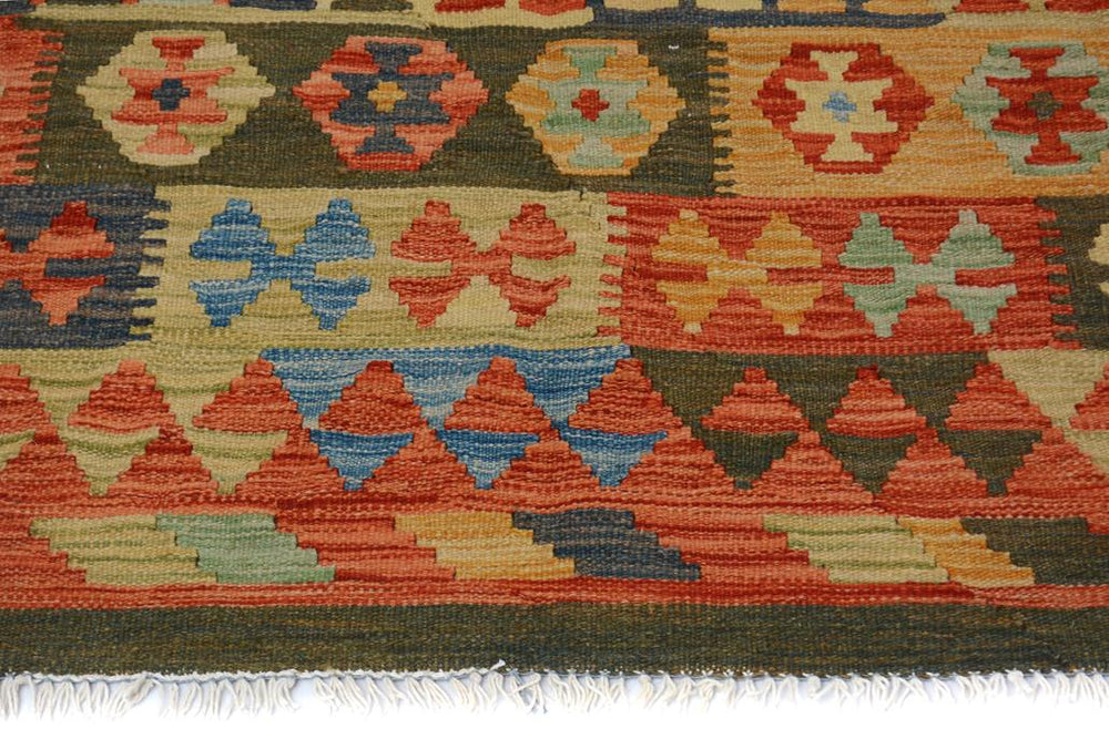 Flat Weave Kilim Antique Navaho Vintage handmade Geometric Kilim Gray Rust Hand-Woven Rectangle 100% Wool Area Rug 7x10 