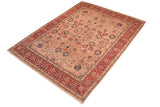 Vintage Tabriz Kristen Tan/Red Wool Rug - 8'1'' x 10'1''