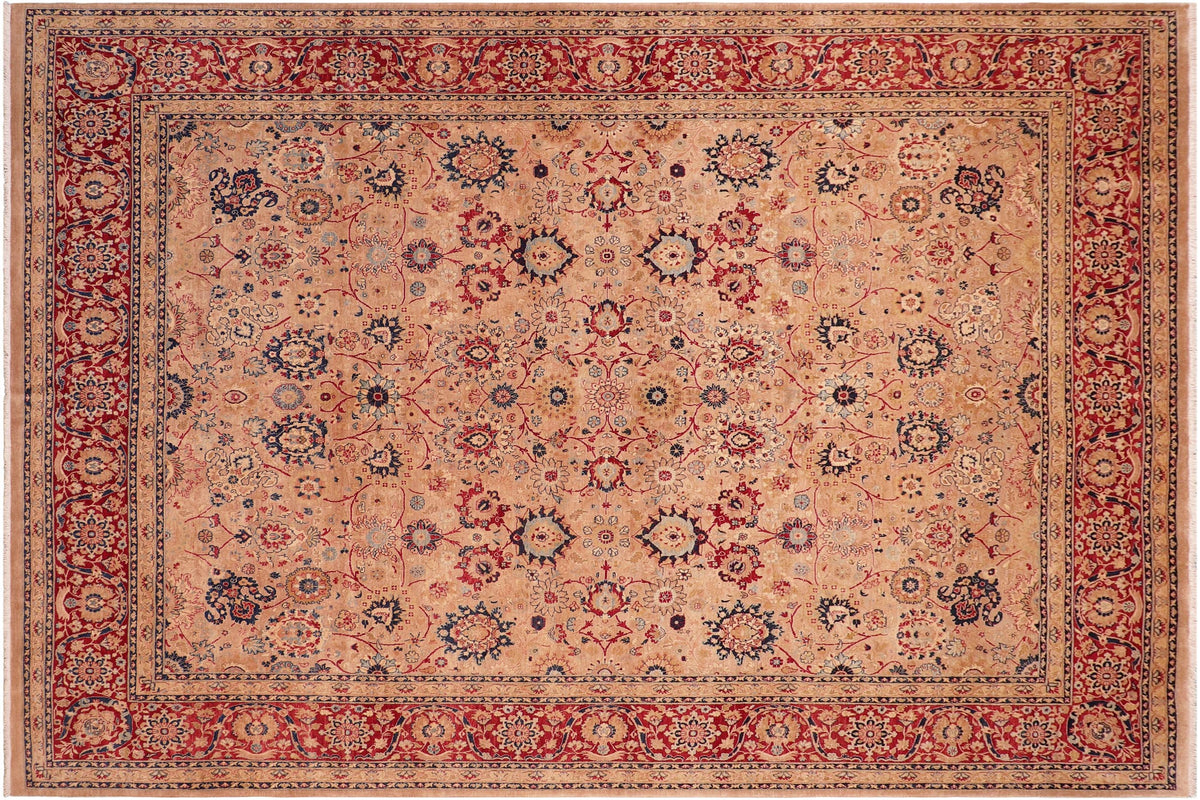 handmade Transitional Tabriz Tan Red Hand Knotted RECTANGLE 100% WOOL area rug 8 x 10