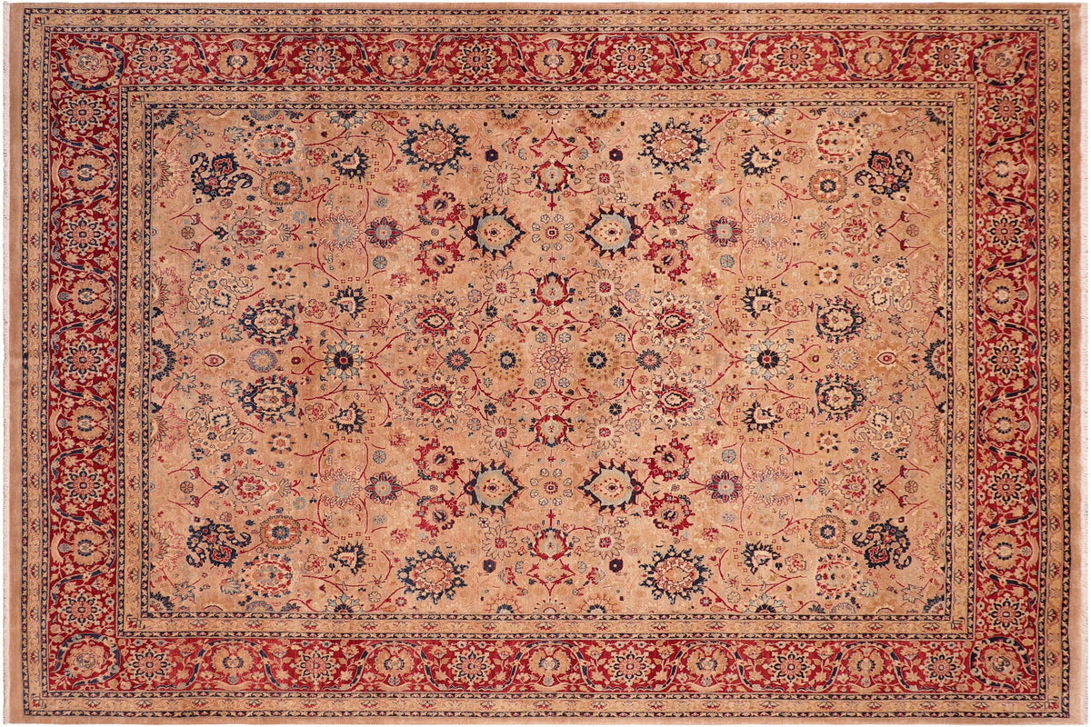 handmade Transitional Tabriz Tan Red Hand Knotted RECTANGLE 100% WOOL area rug 8x10