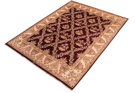 handmade Transitional Veg Dye Aubergine Beige Hand Knotted RECTANGLE 100% WOOL area rug 8 x 10