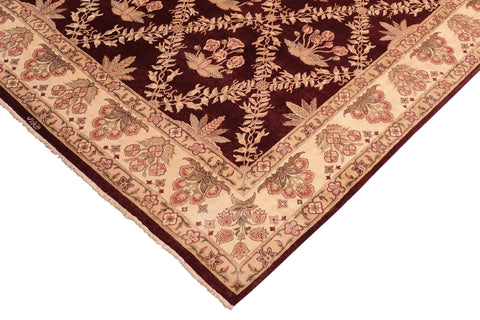 handmade Transitional Veg Dye Aubergine Beige Hand Knotted RECTANGLE 100% WOOL area rug 8 x 10