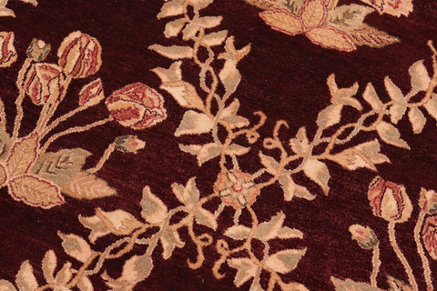 handmade Transitional Veg Dye Aubergine Beige Hand Knotted RECTANGLE 100% WOOL area rug 8 x 10