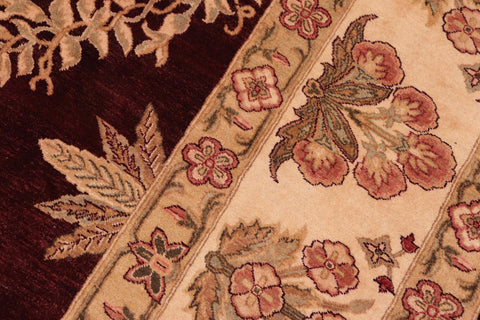 handmade Transitional Veg Dye Aubergine Beige Hand Knotted RECTANGLE 100% WOOL area rug 8 x 10