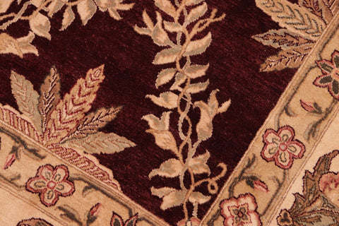 handmade Transitional Veg Dye Aubergine Beige Hand Knotted RECTANGLE 100% WOOL area rug 8 x 10