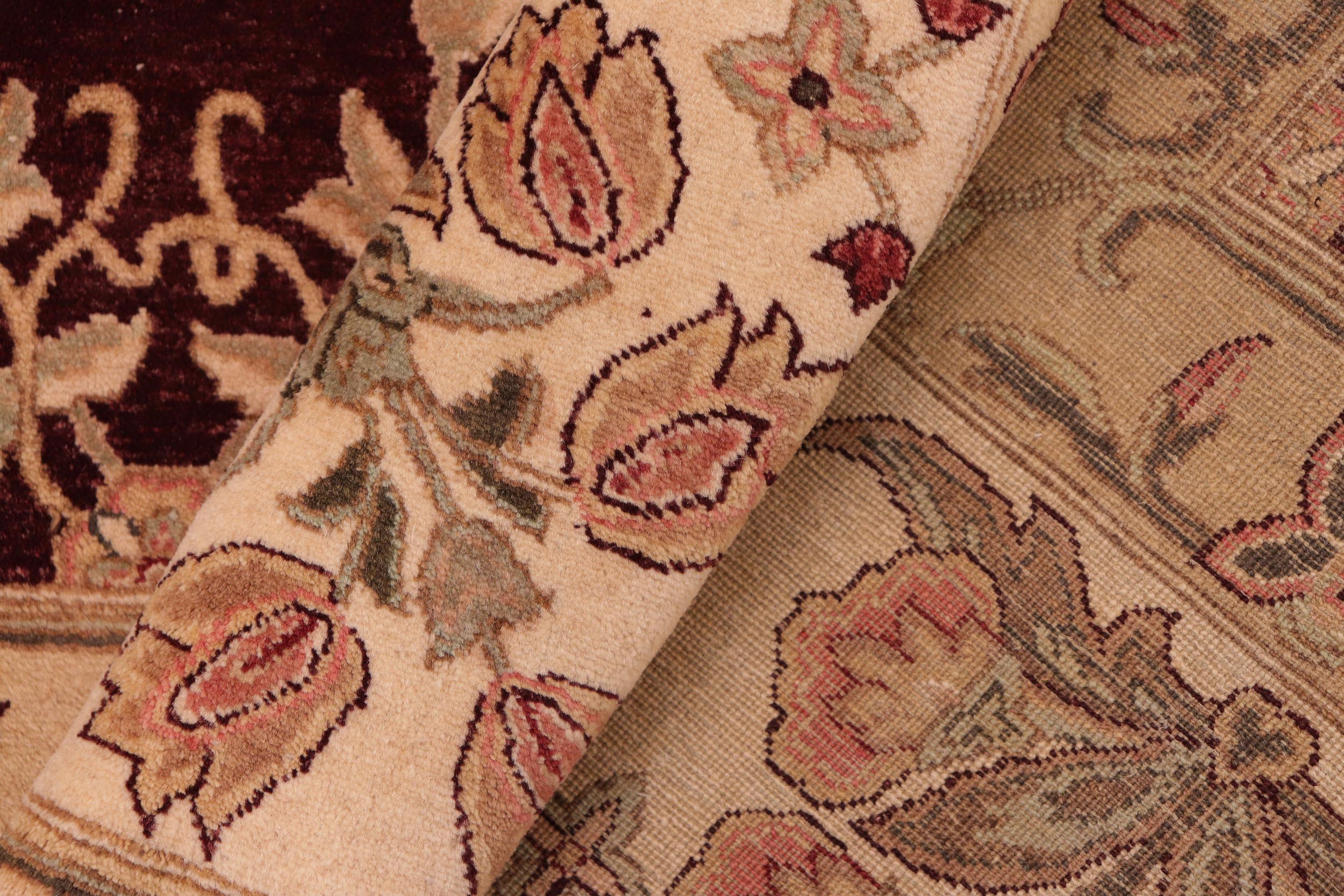 handmade Transitional Veg Dye Aubergine Beige Hand Knotted RECTANGLE 100% WOOL area rug 8 x 10