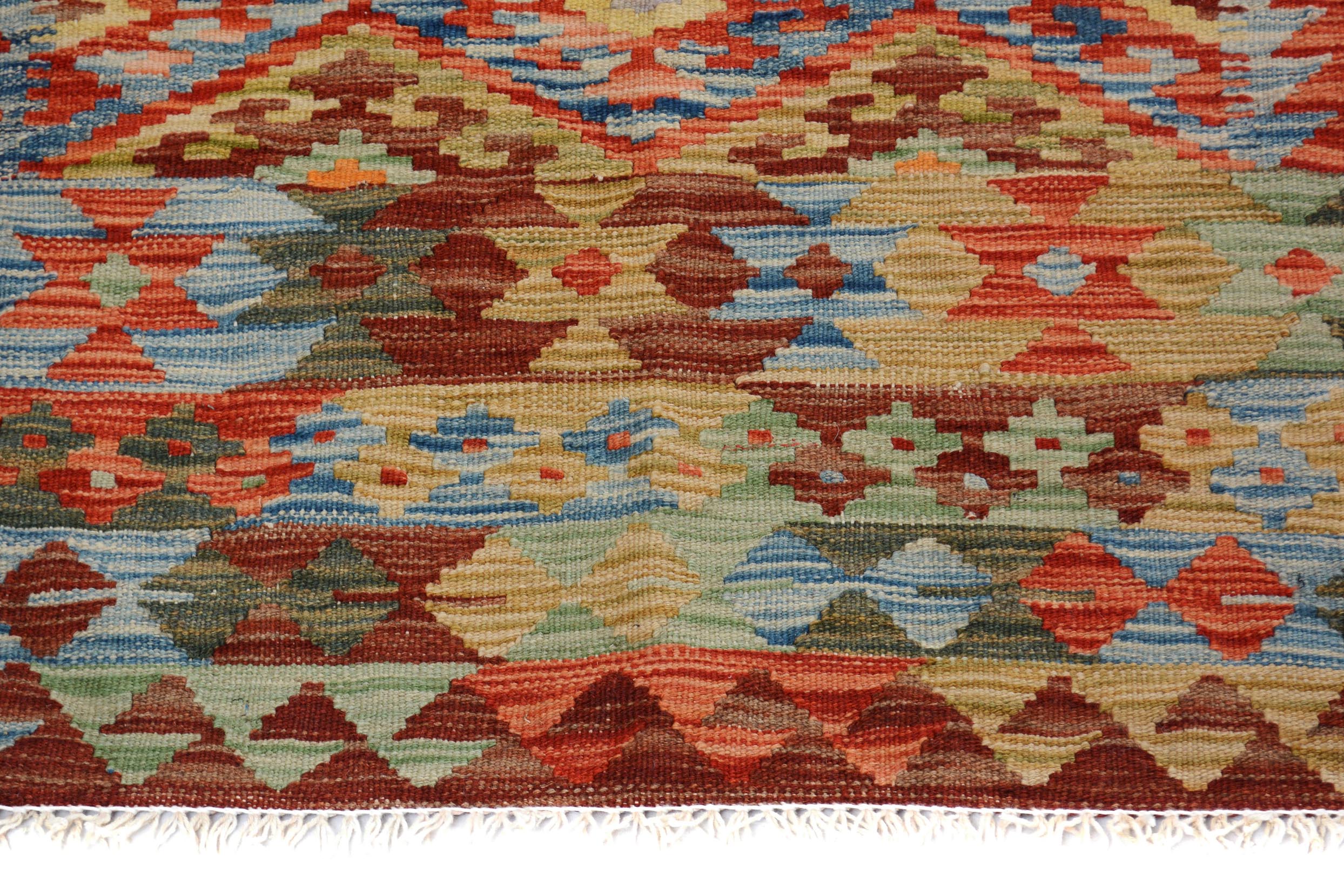 handmade Geometric Kilim Rust Brown Hand-Woven RECTANGLE 100% WOOL area rug 5x7