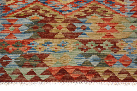 handmade Geometric Kilim Rust Brown Hand-Woven RECTANGLE 100% WOOL area rug 5x7