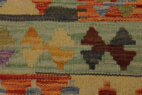 handmade Geometric Kilim Rust Blue Hand-Woven RECTANGLE 100% WOOL area rug 5 x 6