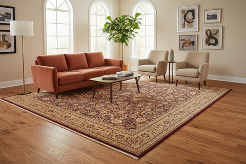 handmade Transitional Tabriz Aubergine Tan Hand Knotted RECTANGLE 100% WOOL area rug 8 x 10