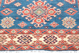handmade Geometric Kazak Blue Ivory Hand Knotted RUNNER 100% WOOL area rug 4x15