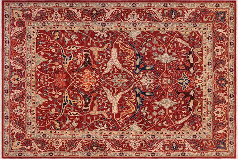 handmade Traditional Kafkaz Rust Rust Hand Knotted RECTANGLE 100% WOOL area rug 8x10