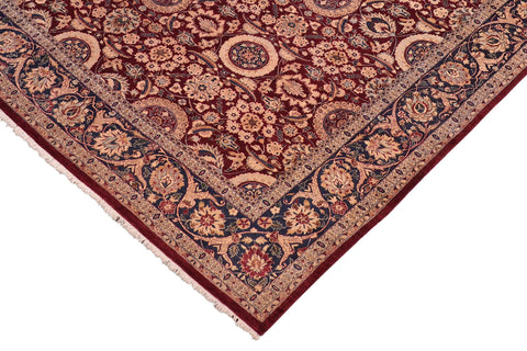 handmade Transitional Agra Tabriz Aubergine Blue Hand Knotted RECTANGLE 100% WOOL area rug 8 x 10
