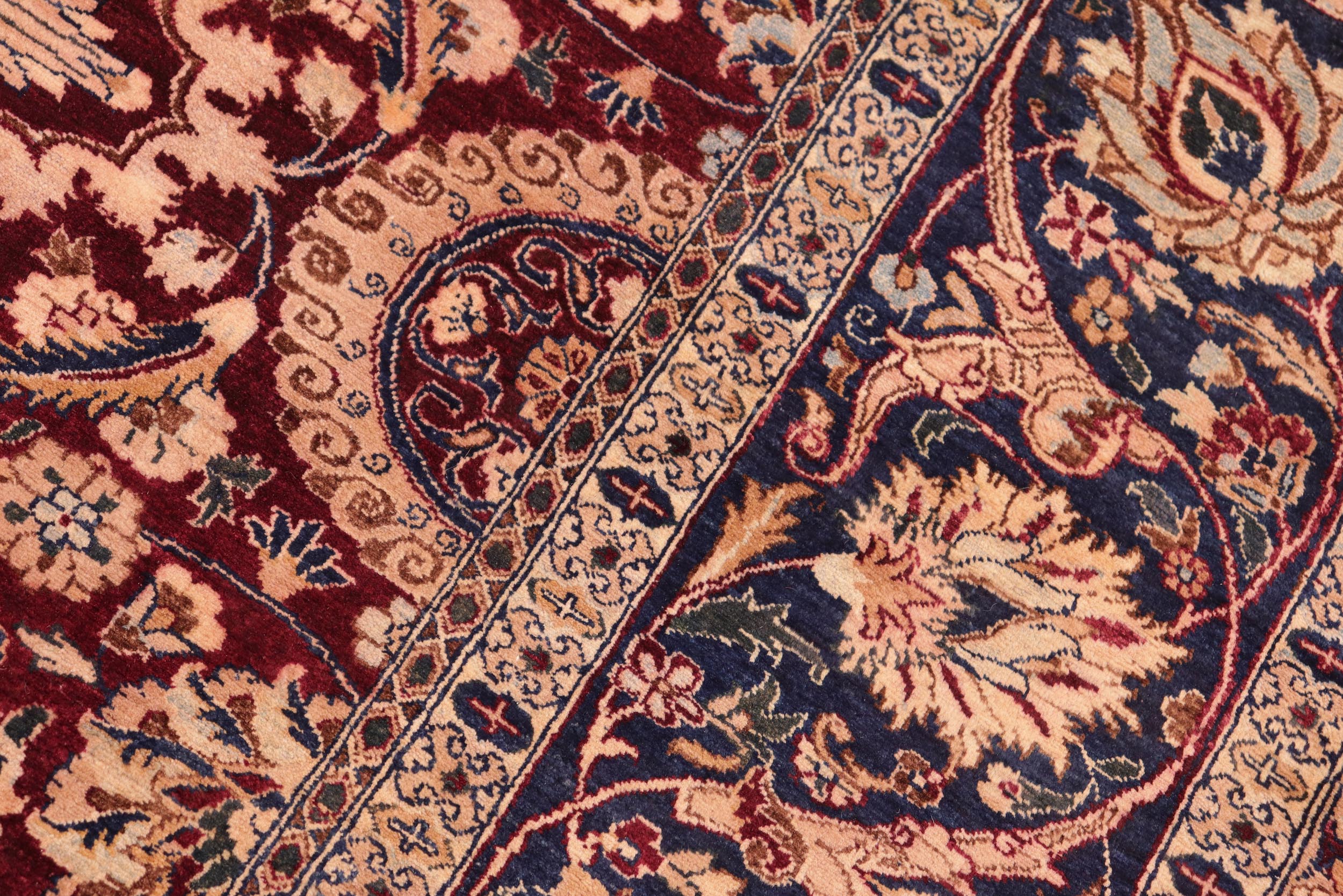 handmade Transitional Agra Tabriz Aubergine Blue Hand Knotted RECTANGLE 100% WOOL area rug 8 x 10