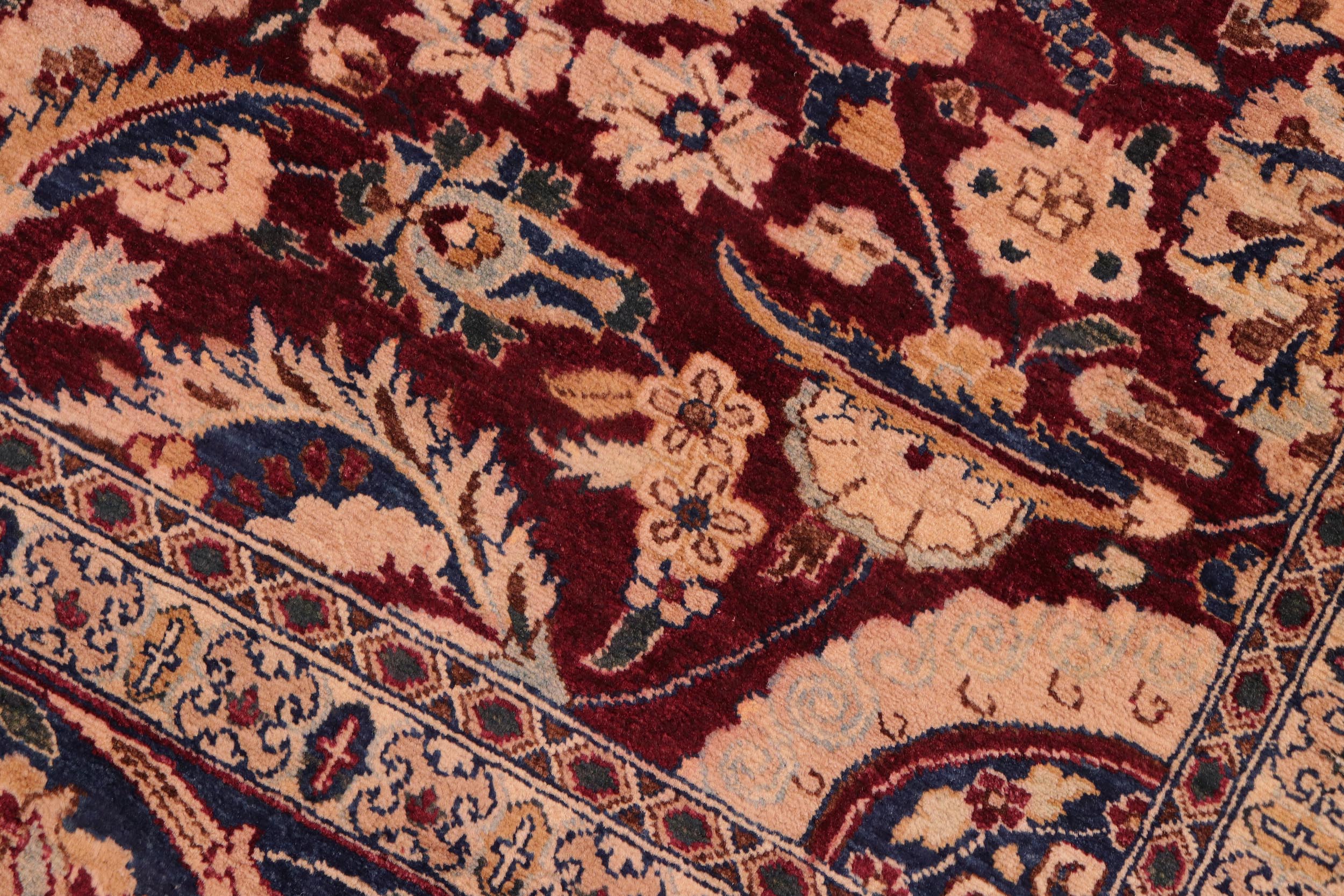 handmade Transitional Agra Tabriz Aubergine Blue Hand Knotted RECTANGLE 100% WOOL area rug 8 x 10