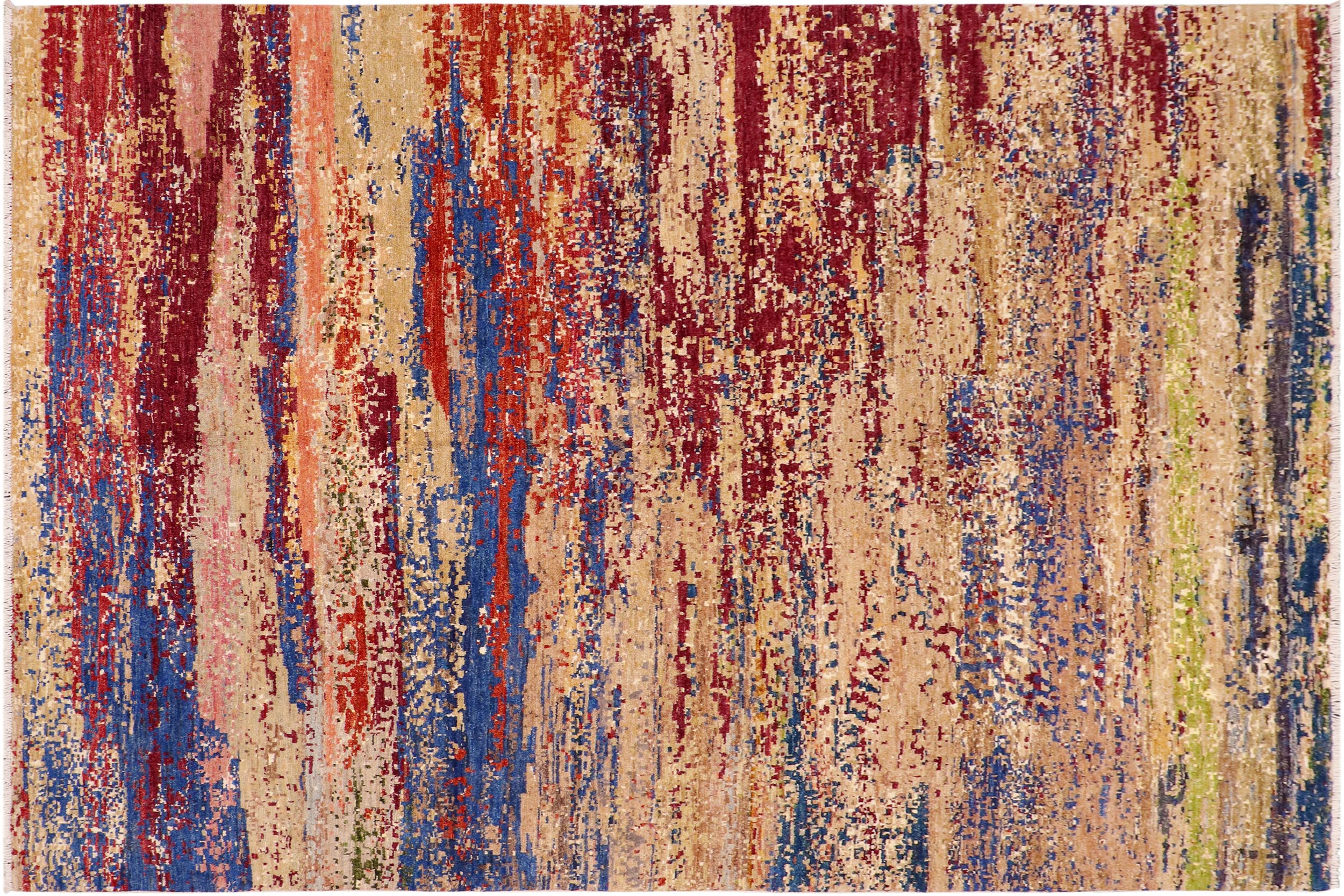 handmade Modern Modern Blue Red Hand Knotted RECTANGLE 100% WOOL area rug 8' x 10'