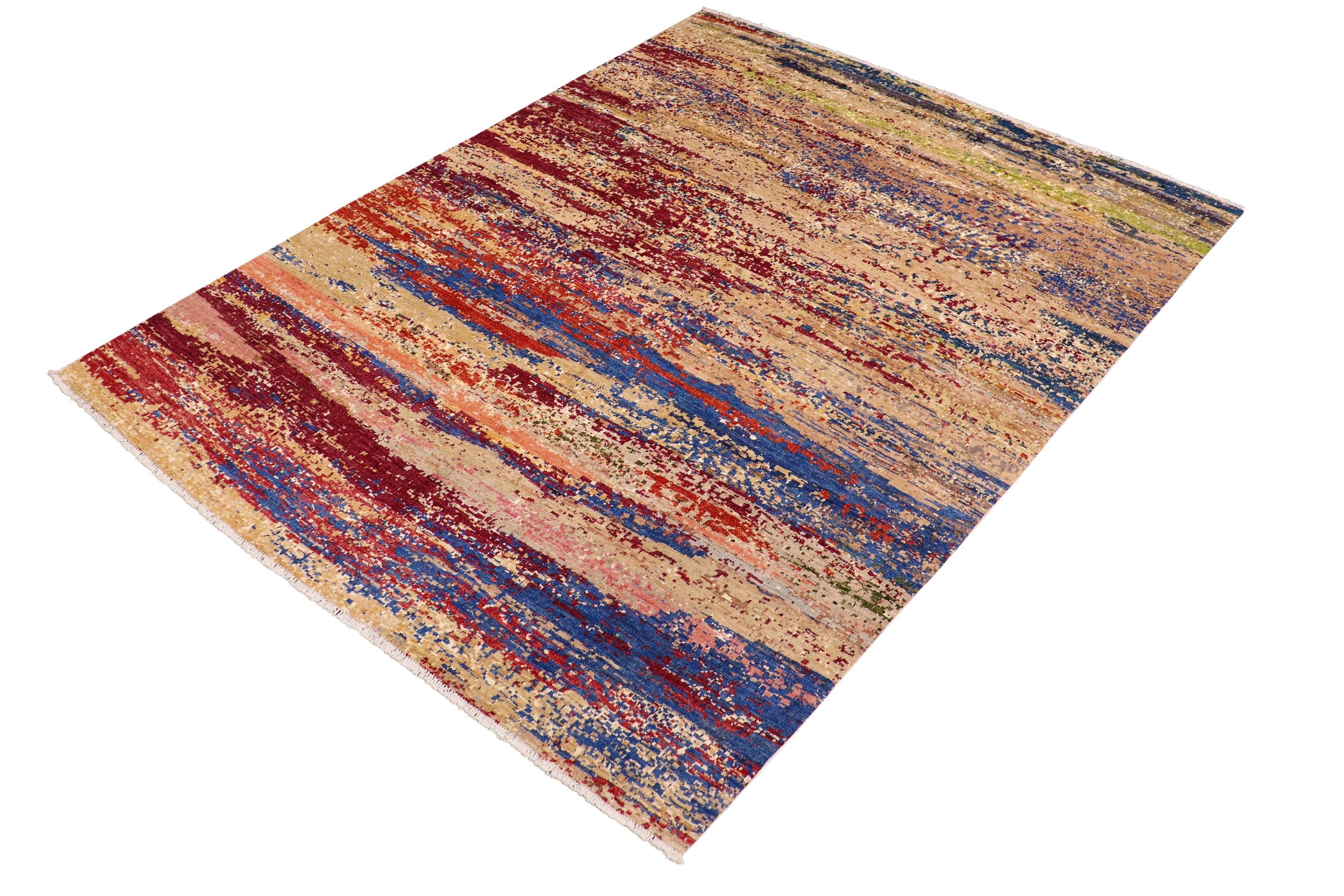 handmade Modern Modern Blue Red Hand Knotted RECTANGLE 100% WOOL area rug 8' x 10'