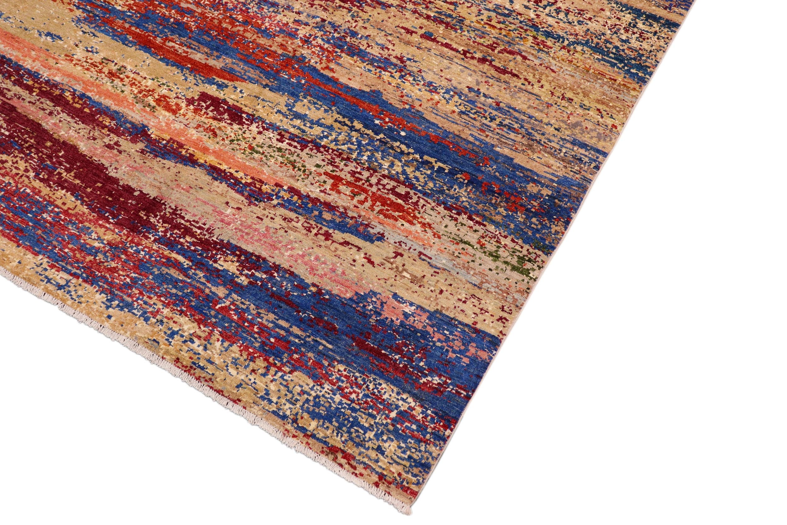 handmade Modern Modern Blue Red Hand Knotted RECTANGLE 100% WOOL area rug 8' x 10'