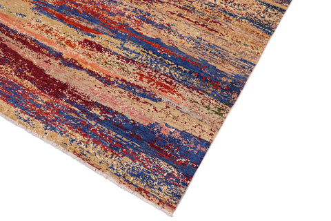 handmade Modern Modern Blue Red Hand Knotted RECTANGLE 100% WOOL area rug 8' x 10'