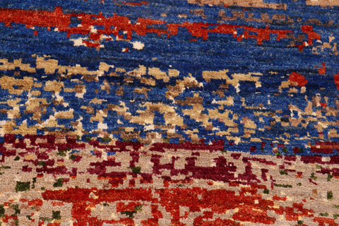 handmade Modern Modern Blue Red Hand Knotted RECTANGLE 100% WOOL area rug 8' x 10'