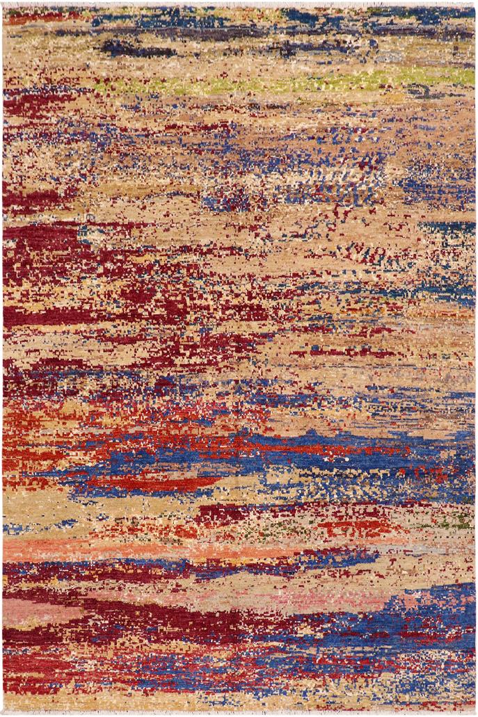 handmade Modern Modern Blue Red Hand Knotted RECTANGLE 100% WOOL area rug 8X10